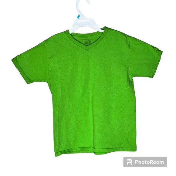 V-neck, short sleeve T-shirt, lime Hanes. Heavy knit 8 - Picture 2 of 5